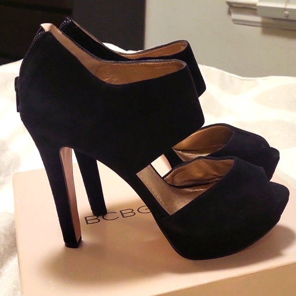 EUC with Box BCBGeneration Helara Suede Platform Peeptoe Heels - Picture 7 of 11